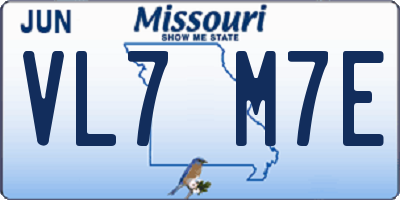 MO license plate VL7M7E