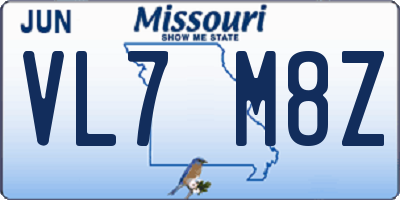 MO license plate VL7M8Z