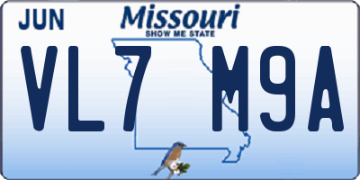 MO license plate VL7M9A
