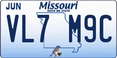 MO license plate VL7M9C