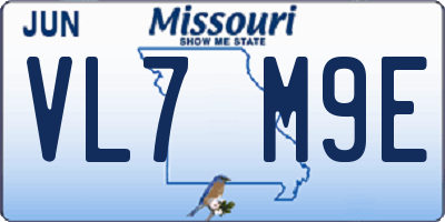 MO license plate VL7M9E