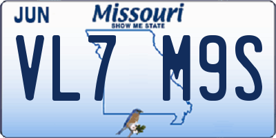 MO license plate VL7M9S
