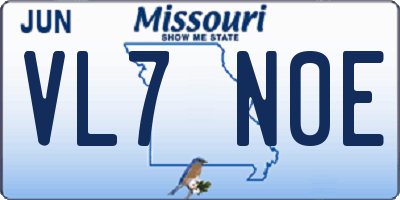 MO license plate VL7N0E