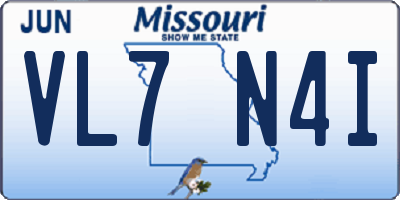 MO license plate VL7N4I