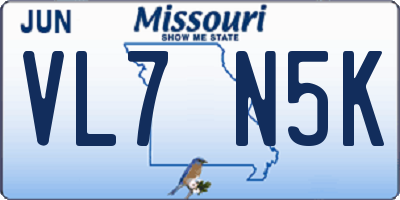 MO license plate VL7N5K