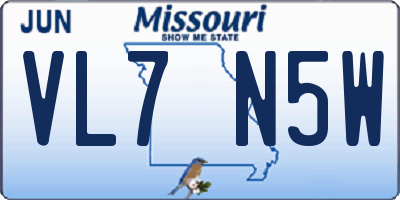 MO license plate VL7N5W