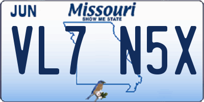 MO license plate VL7N5X