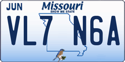 MO license plate VL7N6A