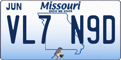 MO license plate VL7N9D