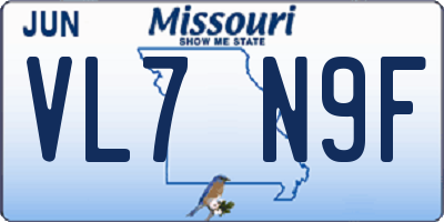 MO license plate VL7N9F