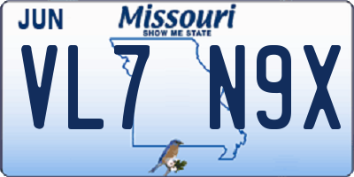 MO license plate VL7N9X