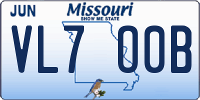 MO license plate VL7O0B