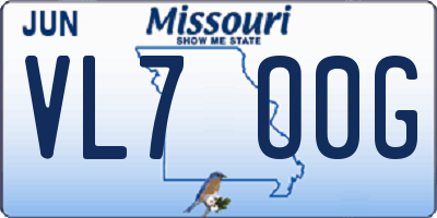 MO license plate VL7O0G