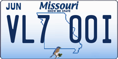 MO license plate VL7O0I