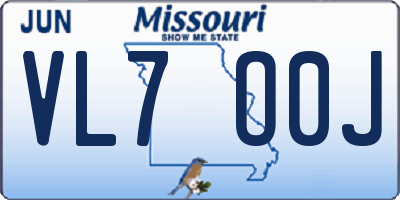 MO license plate VL7O0J