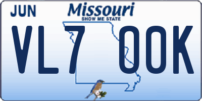 MO license plate VL7O0K