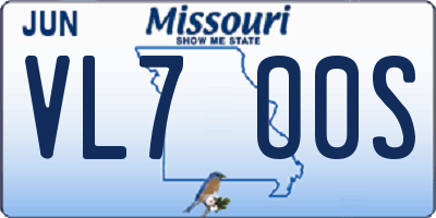 MO license plate VL7O0S