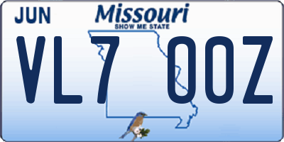 MO license plate VL7O0Z