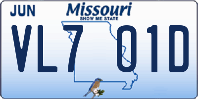 MO license plate VL7O1D