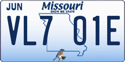 MO license plate VL7O1E