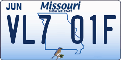 MO license plate VL7O1F
