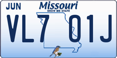 MO license plate VL7O1J