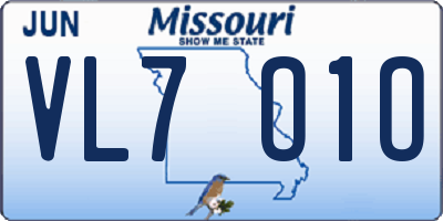 MO license plate VL7O1O