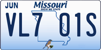 MO license plate VL7O1S