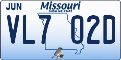 MO license plate VL7O2D