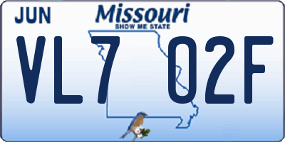 MO license plate VL7O2F