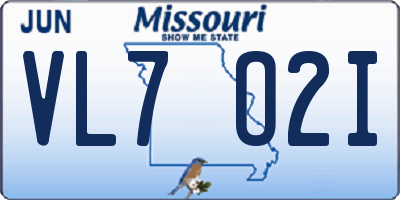 MO license plate VL7O2I