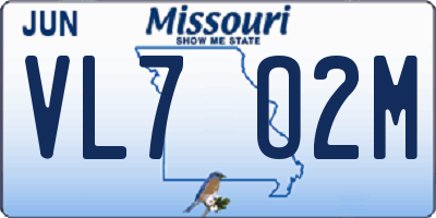 MO license plate VL7O2M