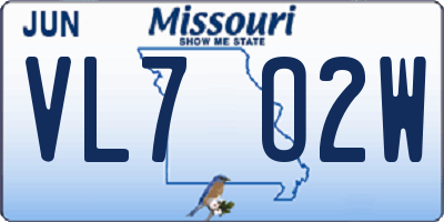 MO license plate VL7O2W
