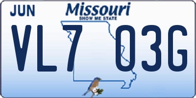 MO license plate VL7O3G