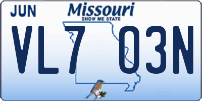 MO license plate VL7O3N