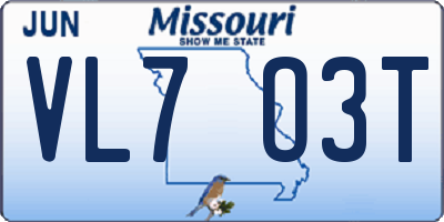 MO license plate VL7O3T