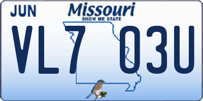 MO license plate VL7O3U