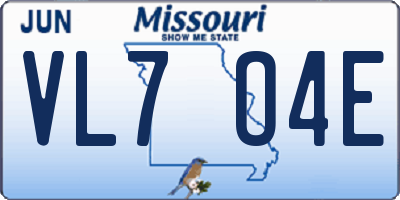 MO license plate VL7O4E