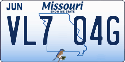 MO license plate VL7O4G