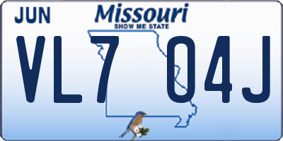 MO license plate VL7O4J