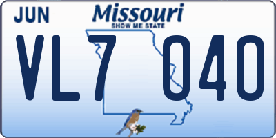 MO license plate VL7O4O