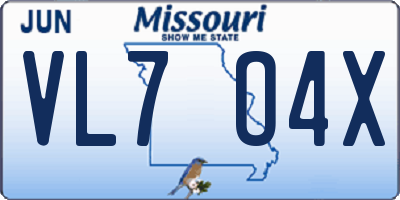 MO license plate VL7O4X