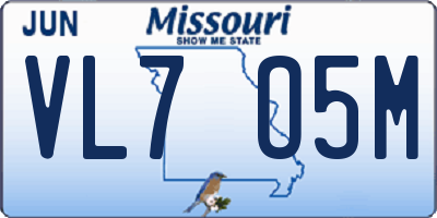 MO license plate VL7O5M