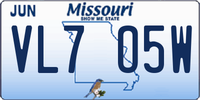 MO license plate VL7O5W
