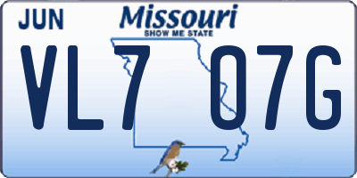 MO license plate VL7O7G