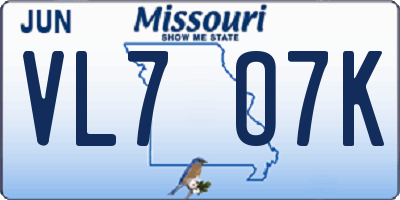 MO license plate VL7O7K