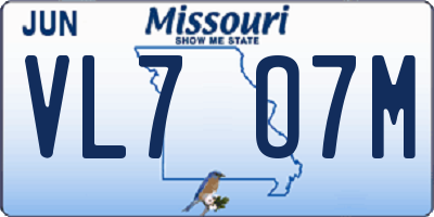 MO license plate VL7O7M