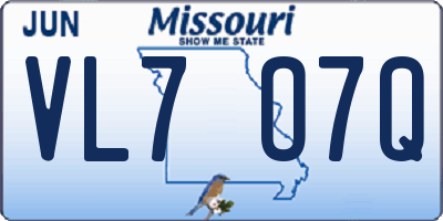 MO license plate VL7O7Q