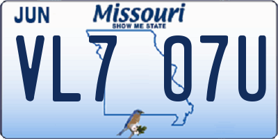 MO license plate VL7O7U
