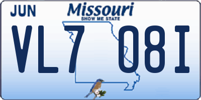 MO license plate VL7O8I